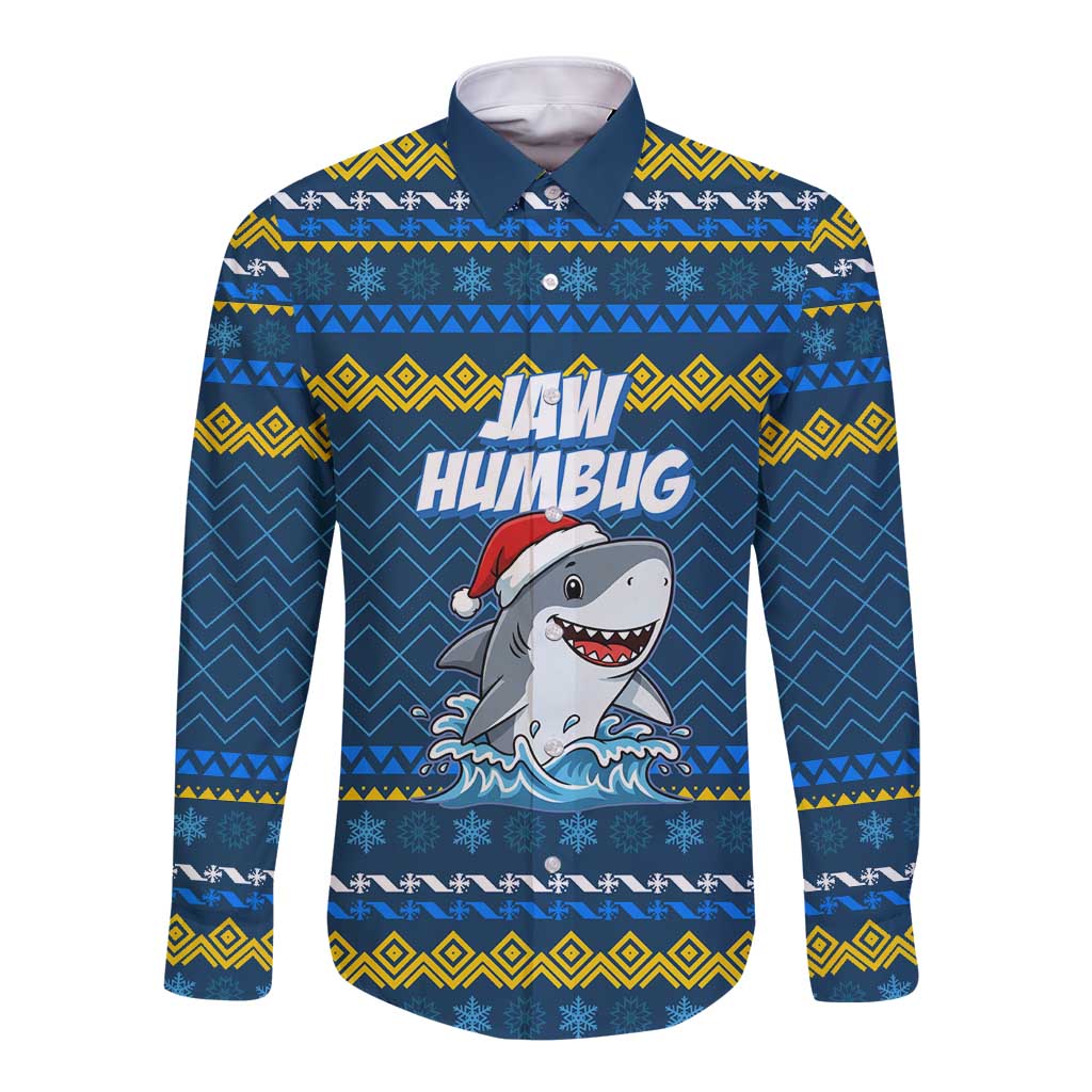Christmas Jaw Humbug Long Sleeve Button Shirt Xmas Holiday Patterns - Wonder Print Shop