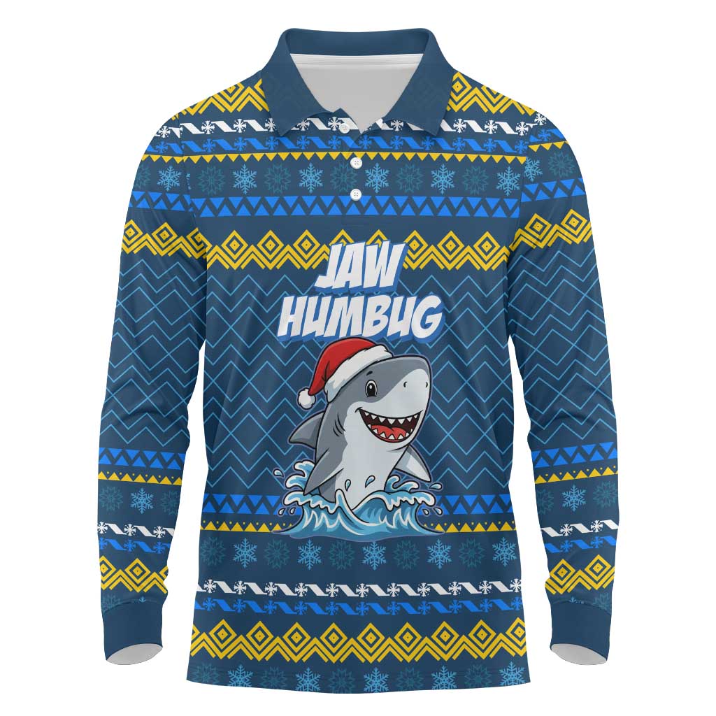 Christmas Jaw Humbug Long Sleeve Polo Shirt Xmas Holiday Patterns - Wonder Print Shop