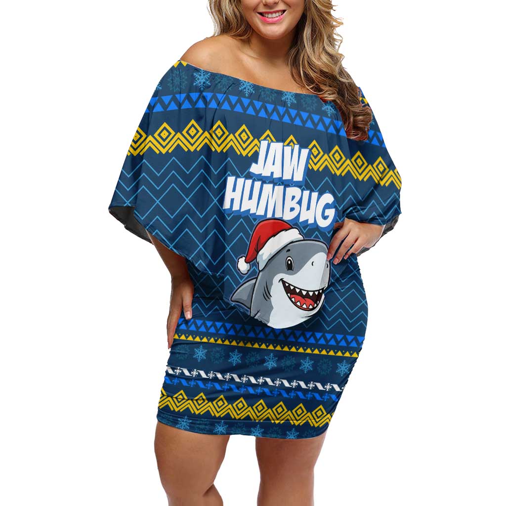 Christmas Jaw Humbug Off Shoulder Short Dress Xmas Holiday Patterns - Wonder Print Shop