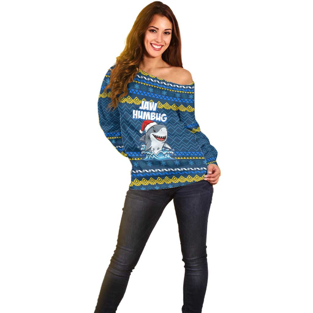Christmas Jaw Humbug Off Shoulder Sweater Xmas Holiday Patterns - Wonder Print Shop