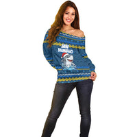 Christmas Jaw Humbug Off Shoulder Sweater Xmas Holiday Patterns - Wonder Print Shop