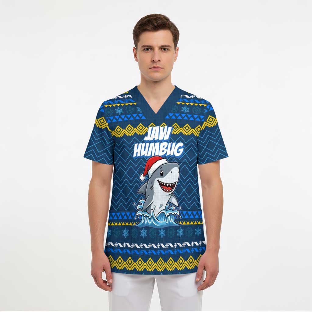 Christmas Jaw Humbug Scrub Top Xmas Holiday Patterns - Wonder Print Shop