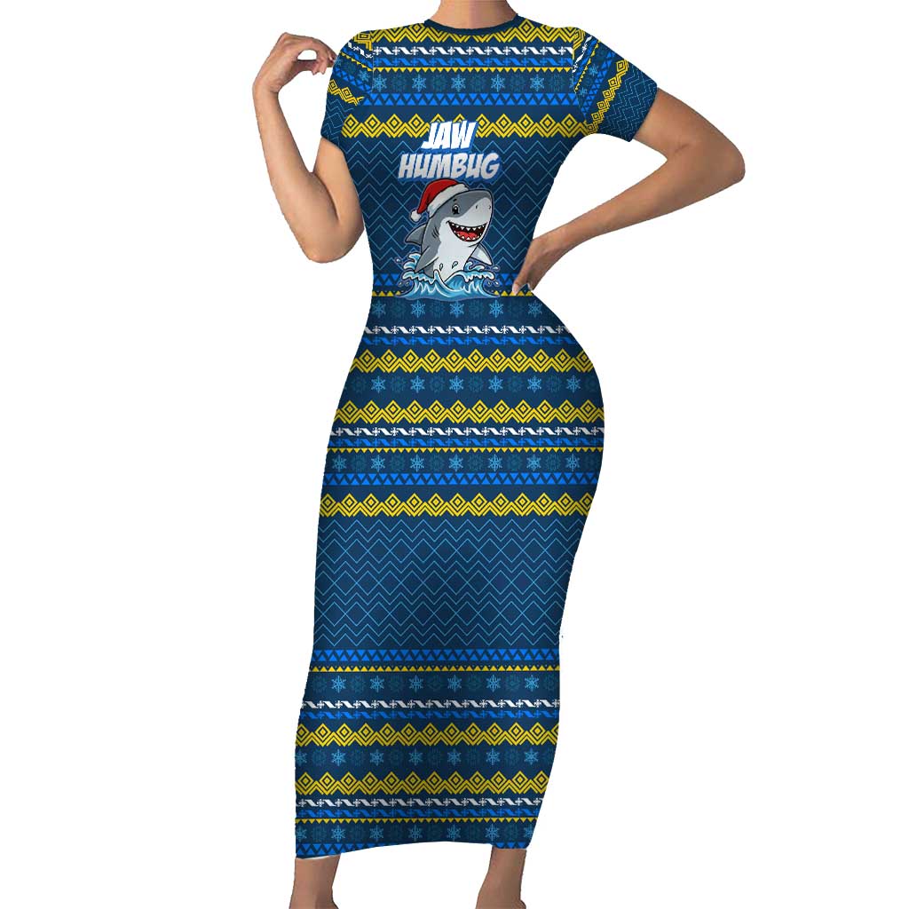 Christmas Jaw Humbug Short Sleeve Bodycon Dress Xmas Holiday Patterns - Wonder Print Shop