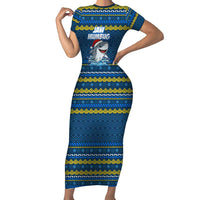 Christmas Jaw Humbug Short Sleeve Bodycon Dress Xmas Holiday Patterns - Wonder Print Shop
