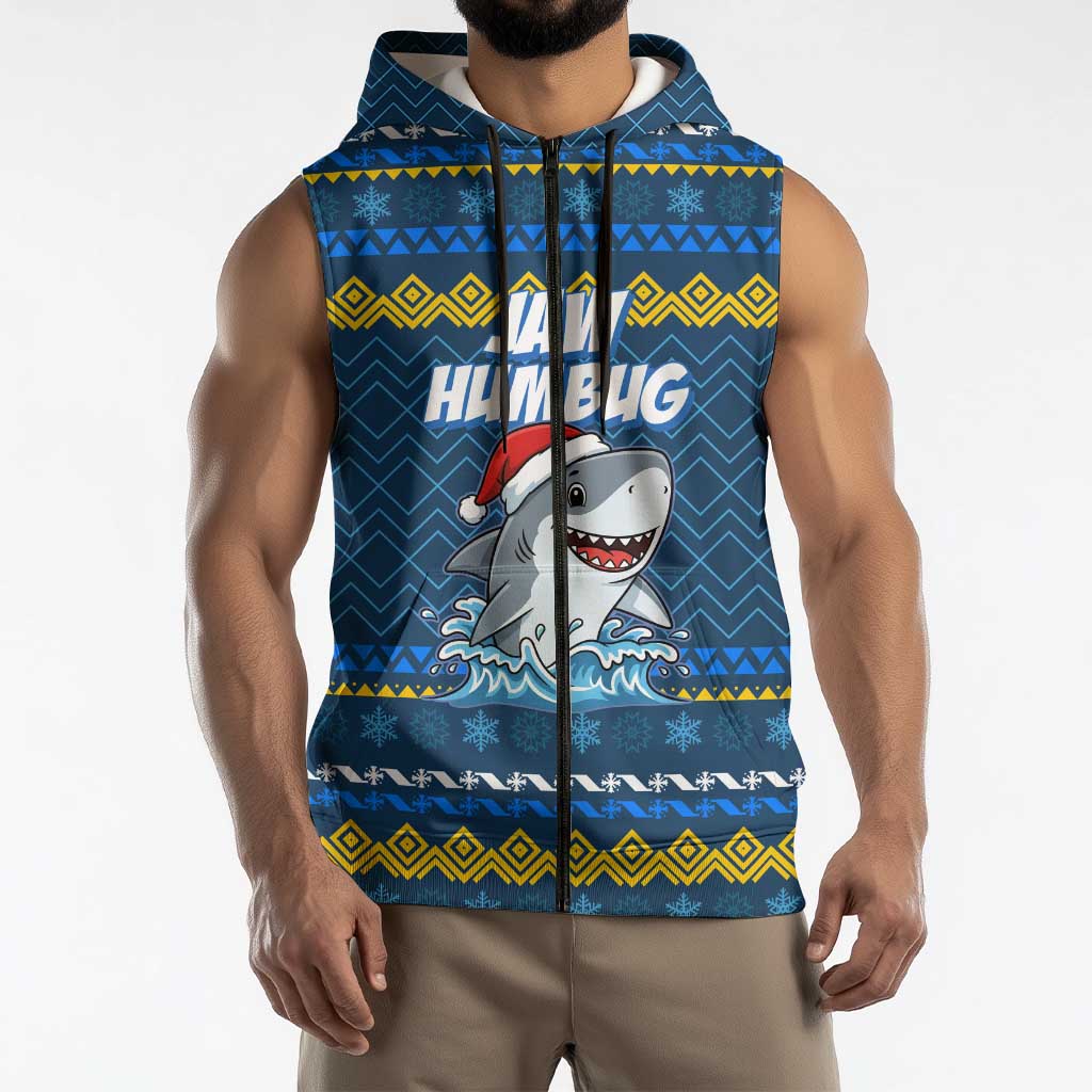 Christmas Jaw Humbug Sleeveless Zip Hoodie Xmas Holiday Patterns - Wonder Print Shop