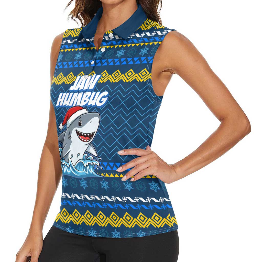 Christmas Jaw Humbug Women Sleeveless Polo Shirt Xmas Holiday Patterns - Wonder Print Shop