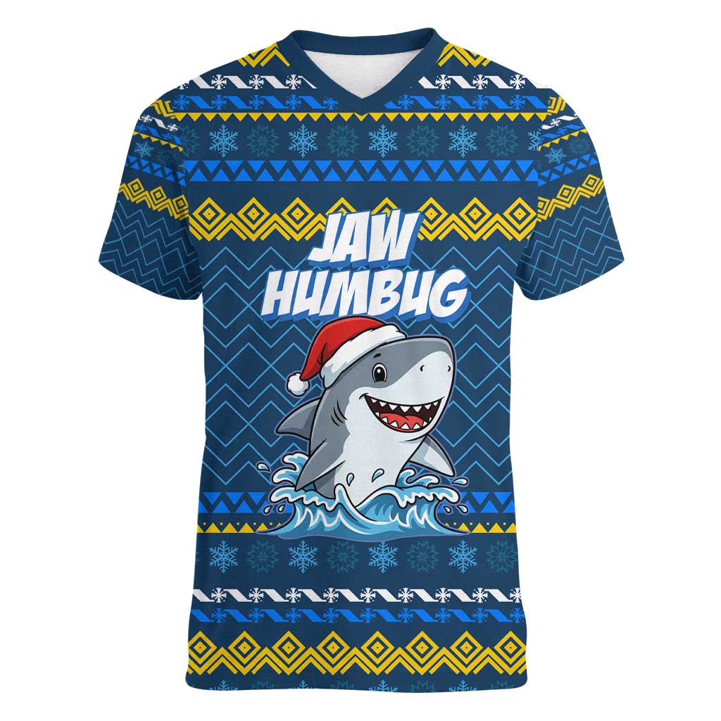 Christmas Jaw Humbug Women V-Neck T-Shirt Xmas Holiday Patterns - Wonder Print Shop