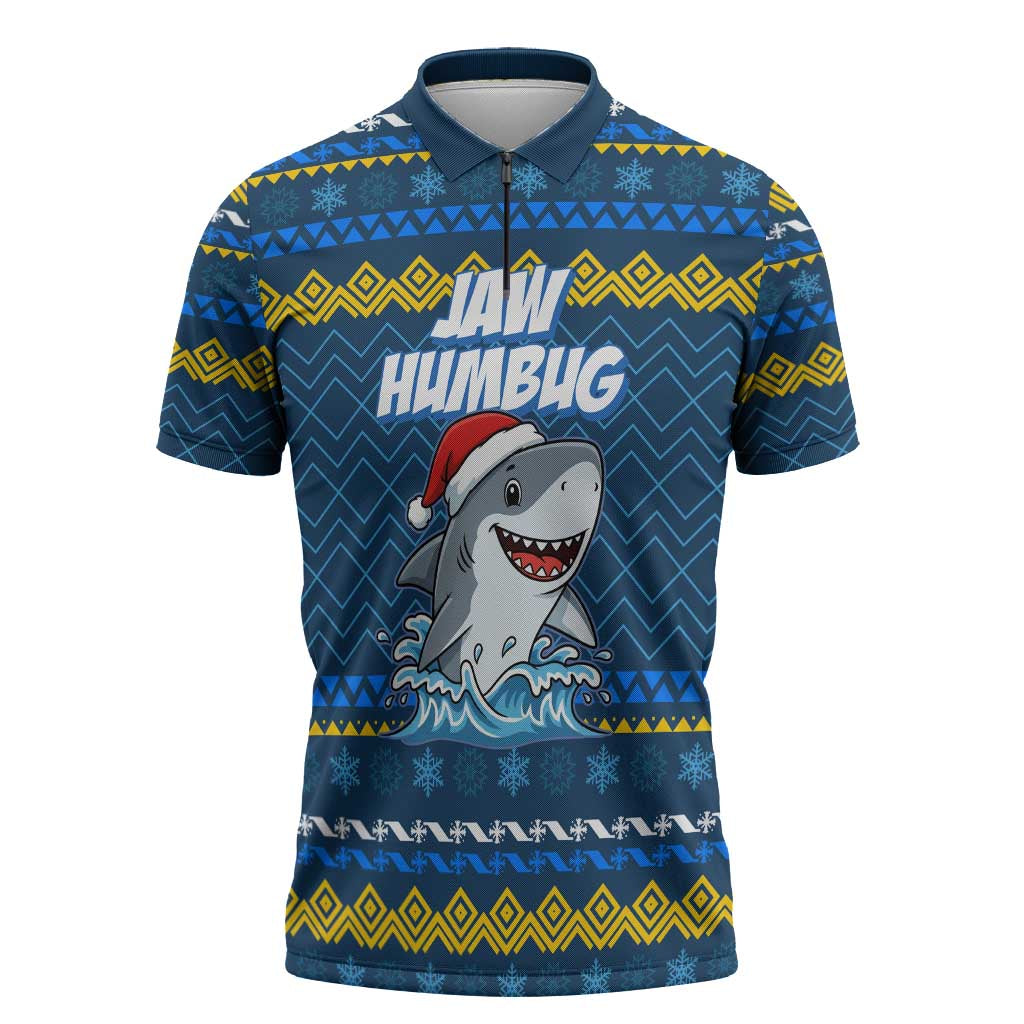 Christmas Jaw Humbug Zipper Polo Shirt Xmas Holiday Patterns - Wonder Print Shop