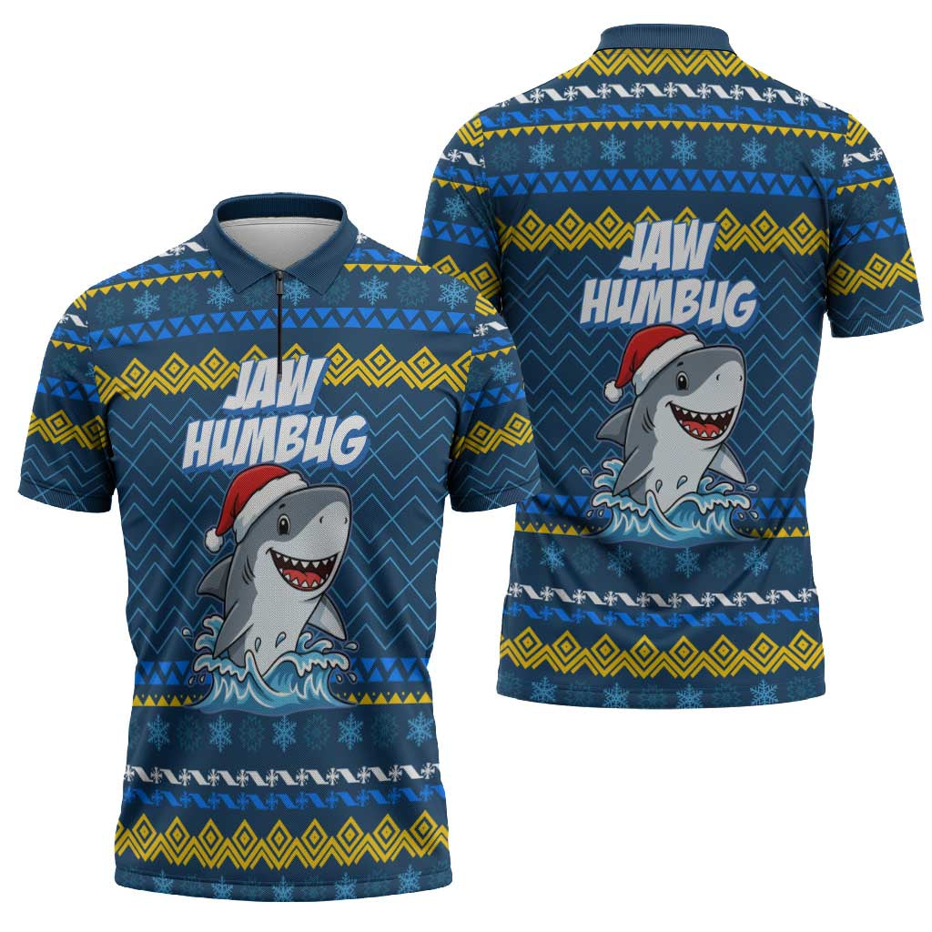 Christmas Jaw Humbug Zipper Polo Shirt Xmas Holiday Patterns - Wonder Print Shop