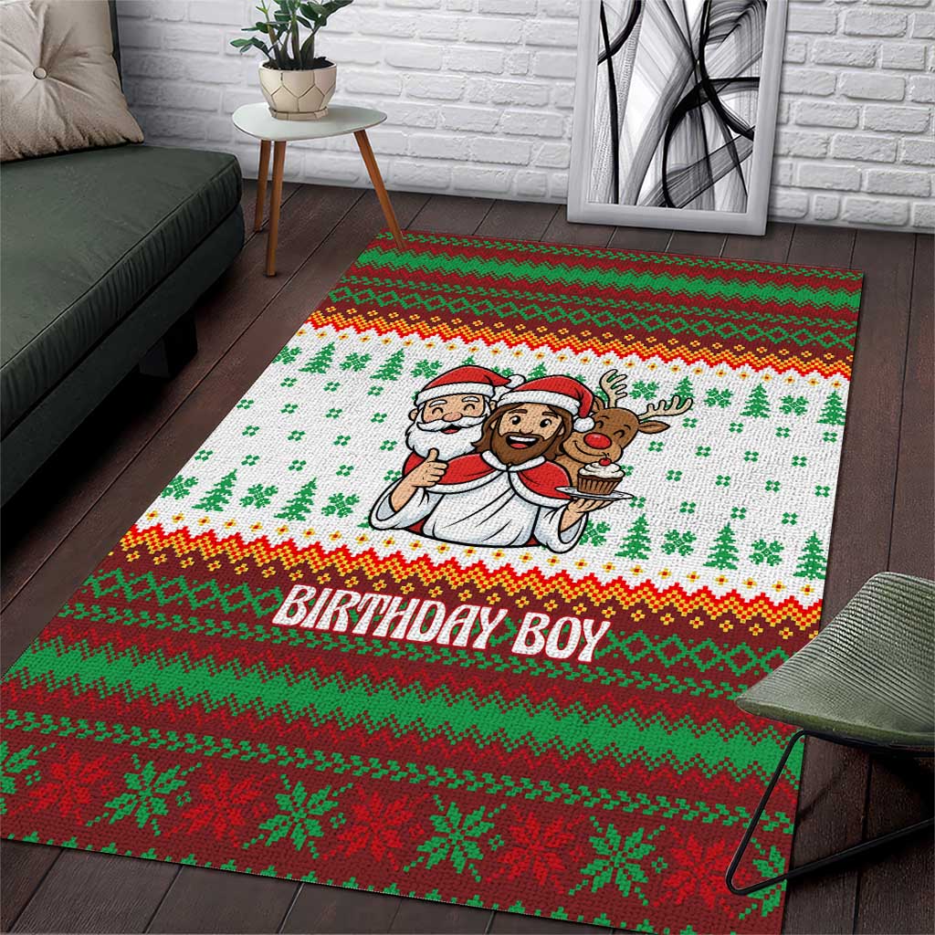 Christmas Jesus Birthday Boy Area Rug Xmas Holiday Patterns - Wonder Print Shop