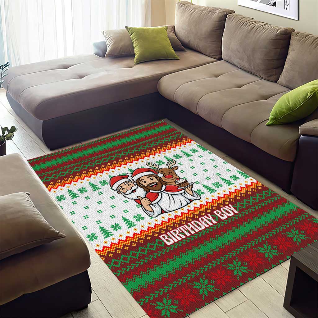 Christmas Jesus Birthday Boy Area Rug Xmas Holiday Patterns - Wonder Print Shop