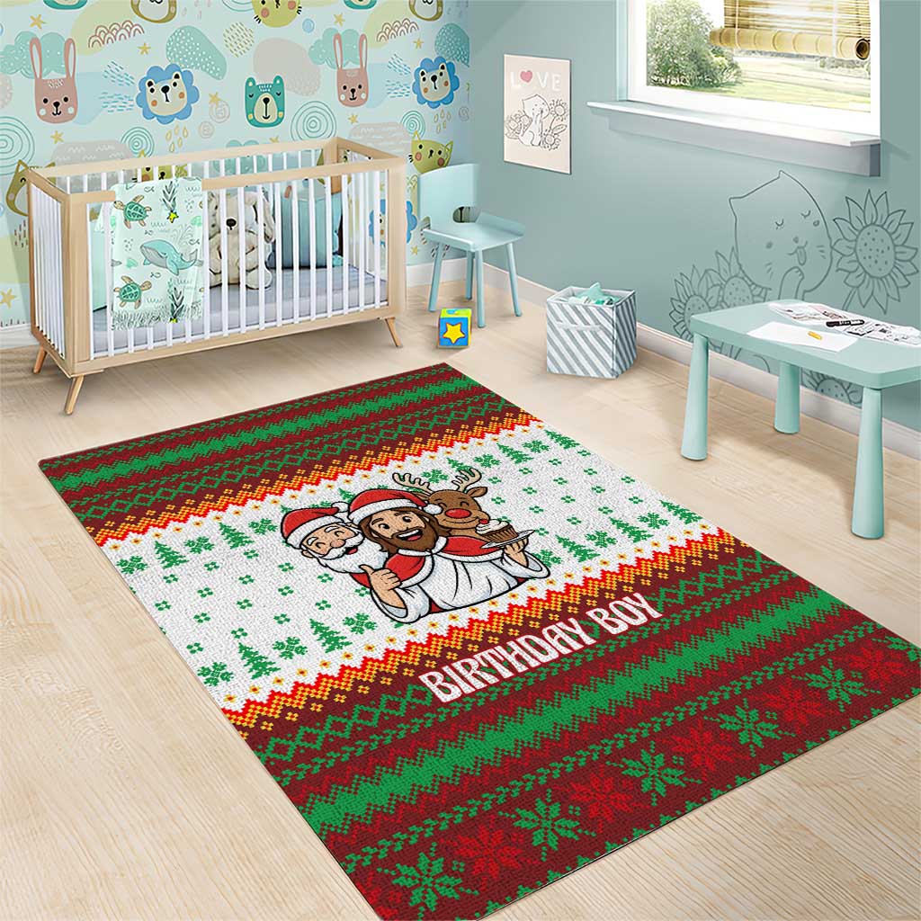 Christmas Jesus Birthday Boy Area Rug Xmas Holiday Patterns - Wonder Print Shop