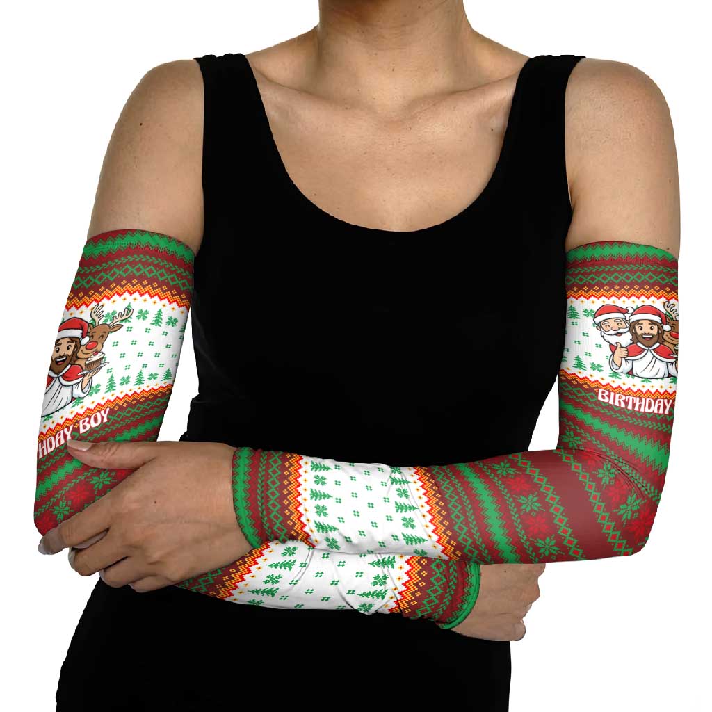 Christmas Jesus Birthday Boy Arm Sleeves Xmas Holiday Patterns - Wonder Print Shop
