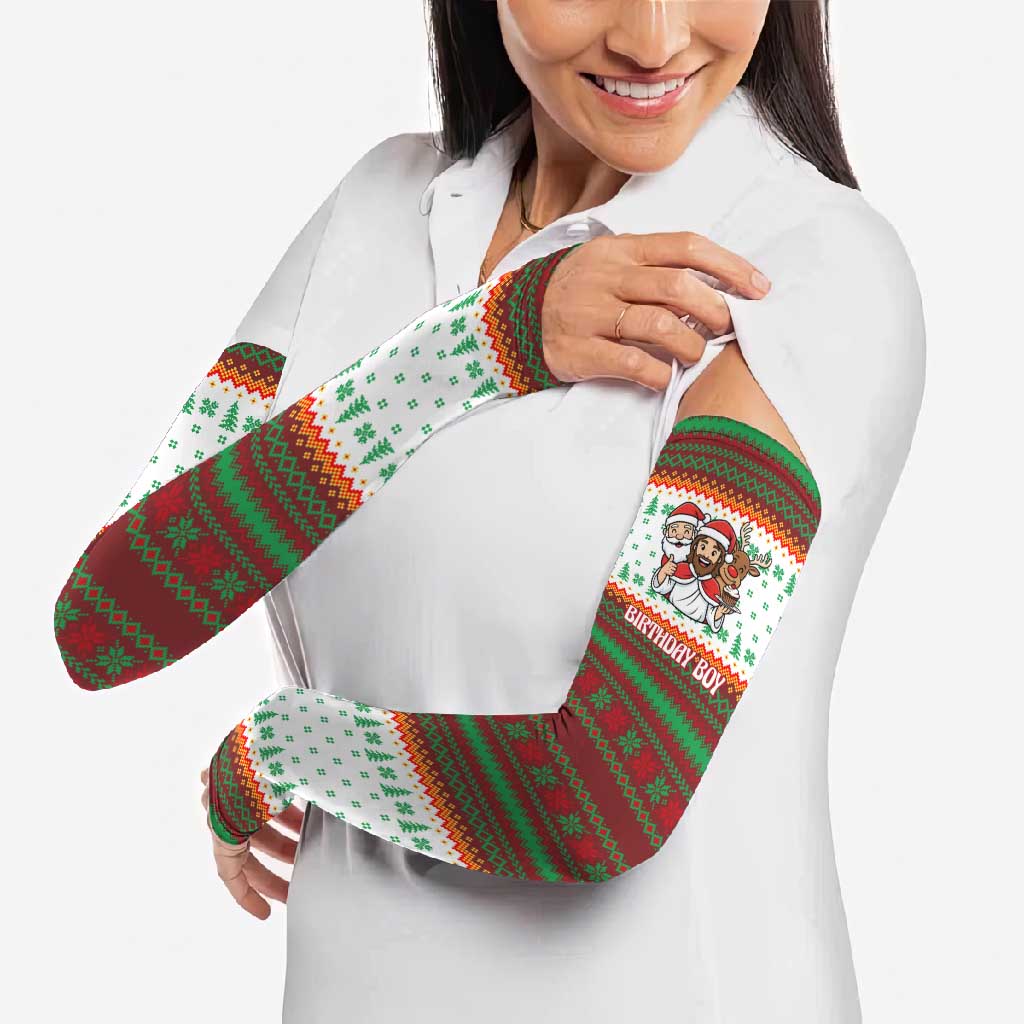 Christmas Jesus Birthday Boy Arm Sleeves Xmas Holiday Patterns - Wonder Print Shop