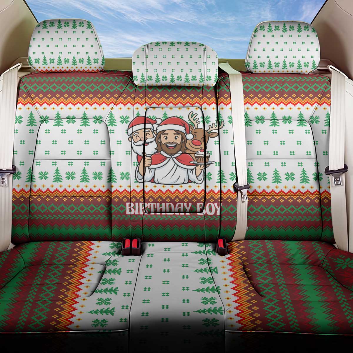 Christmas Jesus Birthday Boy Back Car Seat Cover Xmas Holiday Patterns - Wonder Print Shop