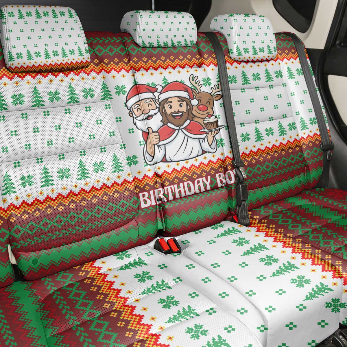 Christmas Jesus Birthday Boy Back Car Seat Cover Xmas Holiday Patterns - Wonder Print Shop