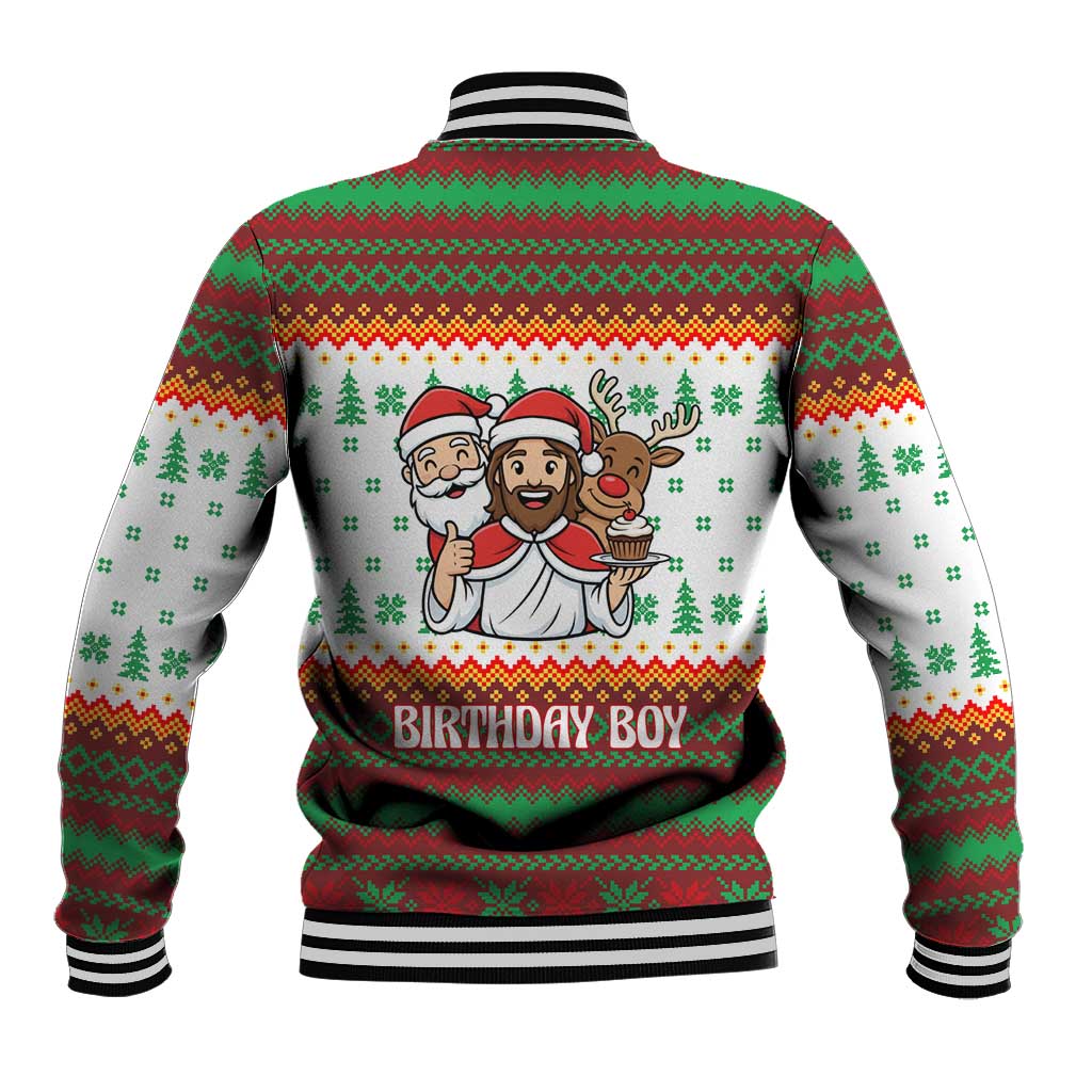Christmas Jesus Birthday Boy Baseball Jacket Xmas Holiday Patterns - Wonder Print Shop