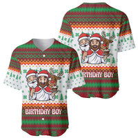 Christmas Jesus Birthday Boy Baseball Jersey Xmas Holiday Patterns - Wonder Print Shop