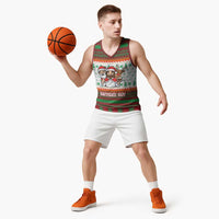Christmas Jesus Birthday Boy Basketball Jersey Xmas Holiday Patterns - Wonder Print Shop