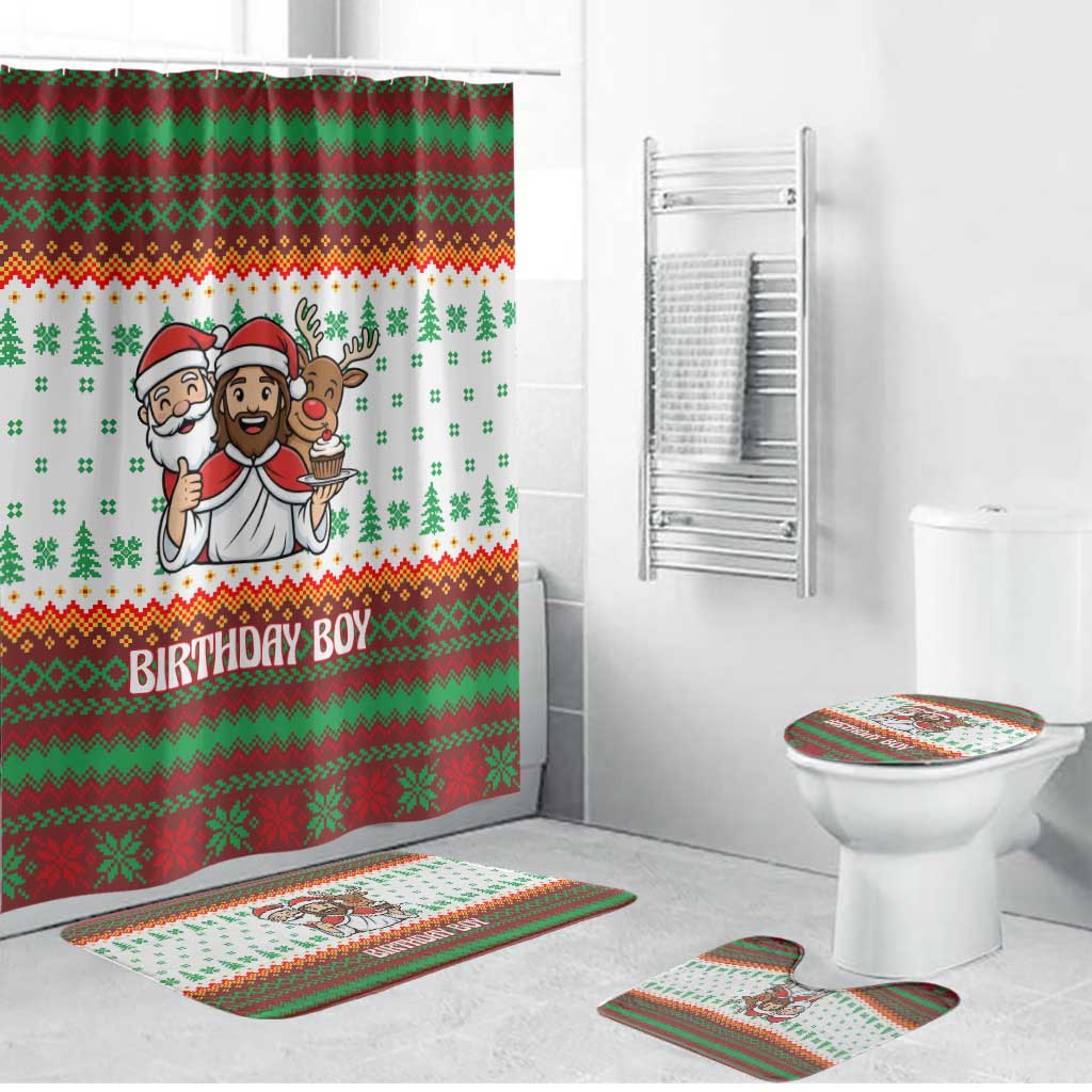Christmas Jesus Birthday Boy Bathroom Set Xmas Holiday Patterns - Wonder Print Shop