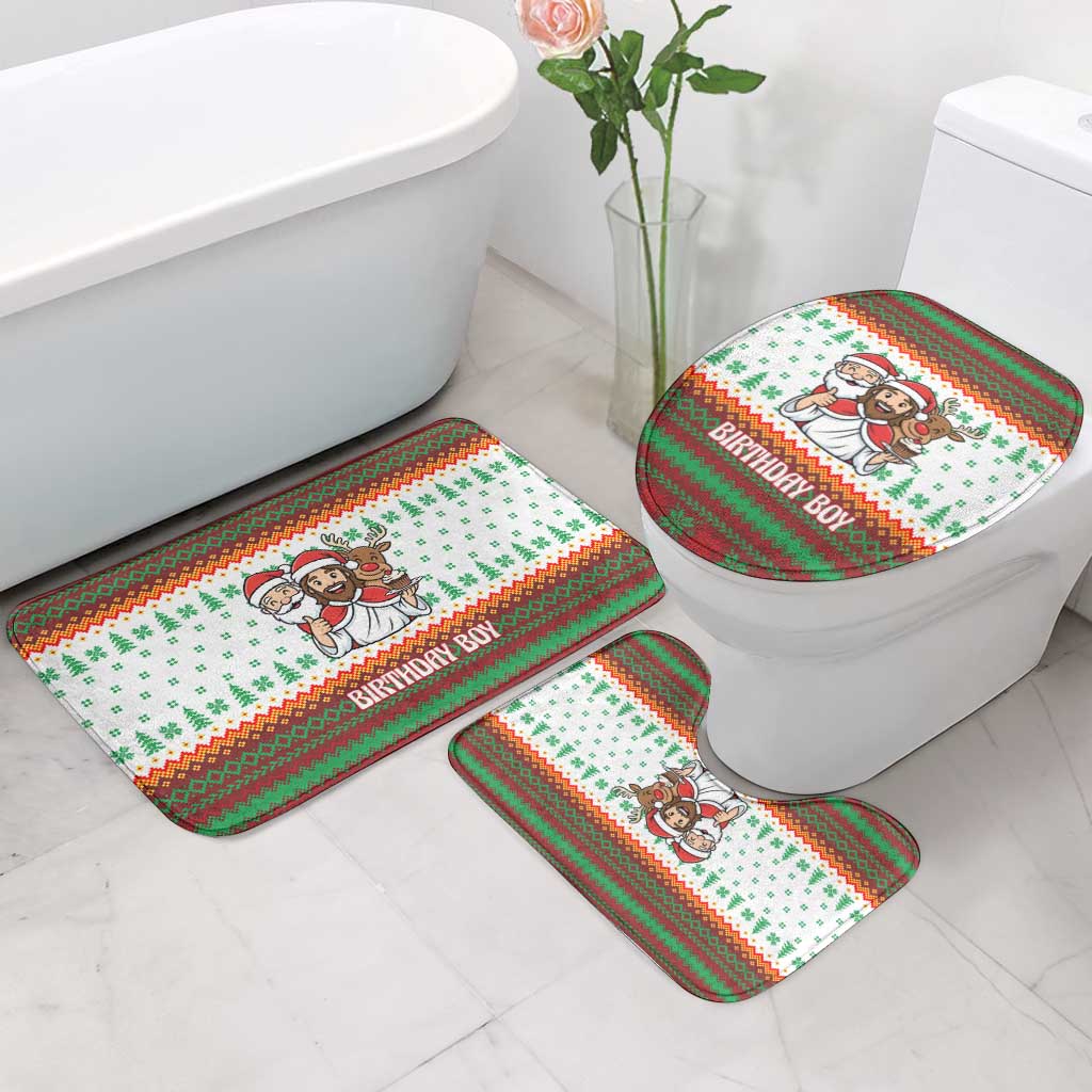 Christmas Jesus Birthday Boy Bathroom Set Xmas Holiday Patterns - Wonder Print Shop