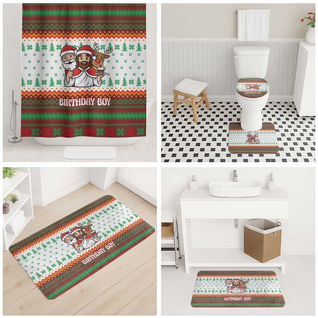 Christmas Jesus Birthday Boy Bathroom Set Xmas Holiday Patterns - Wonder Print Shop