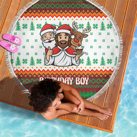 Christmas Jesus Birthday Boy Beach Blanket Xmas Holiday Patterns - Wonder Print Shop
