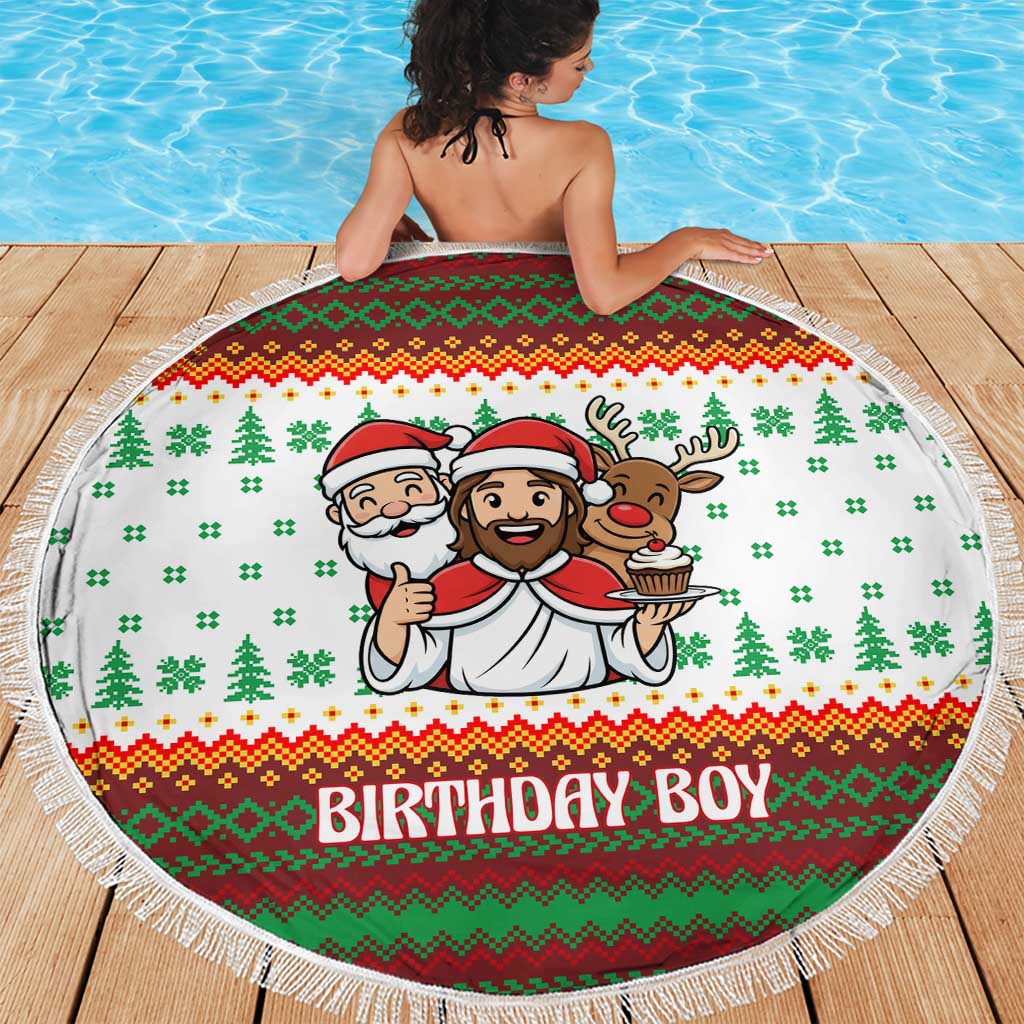 Christmas Jesus Birthday Boy Beach Blanket Xmas Holiday Patterns - Wonder Print Shop