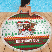 Christmas Jesus Birthday Boy Beach Blanket Xmas Holiday Patterns - Wonder Print Shop