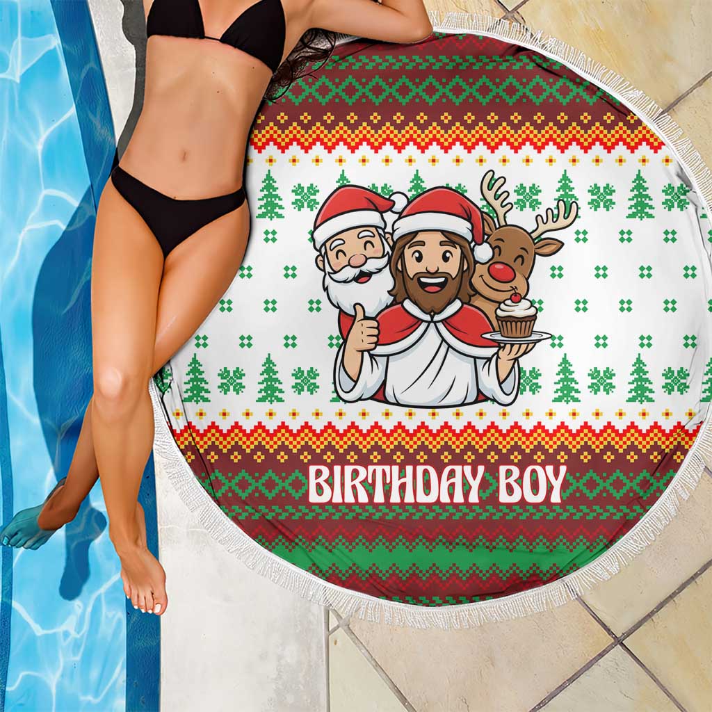 Christmas Jesus Birthday Boy Beach Blanket Xmas Holiday Patterns - Wonder Print Shop