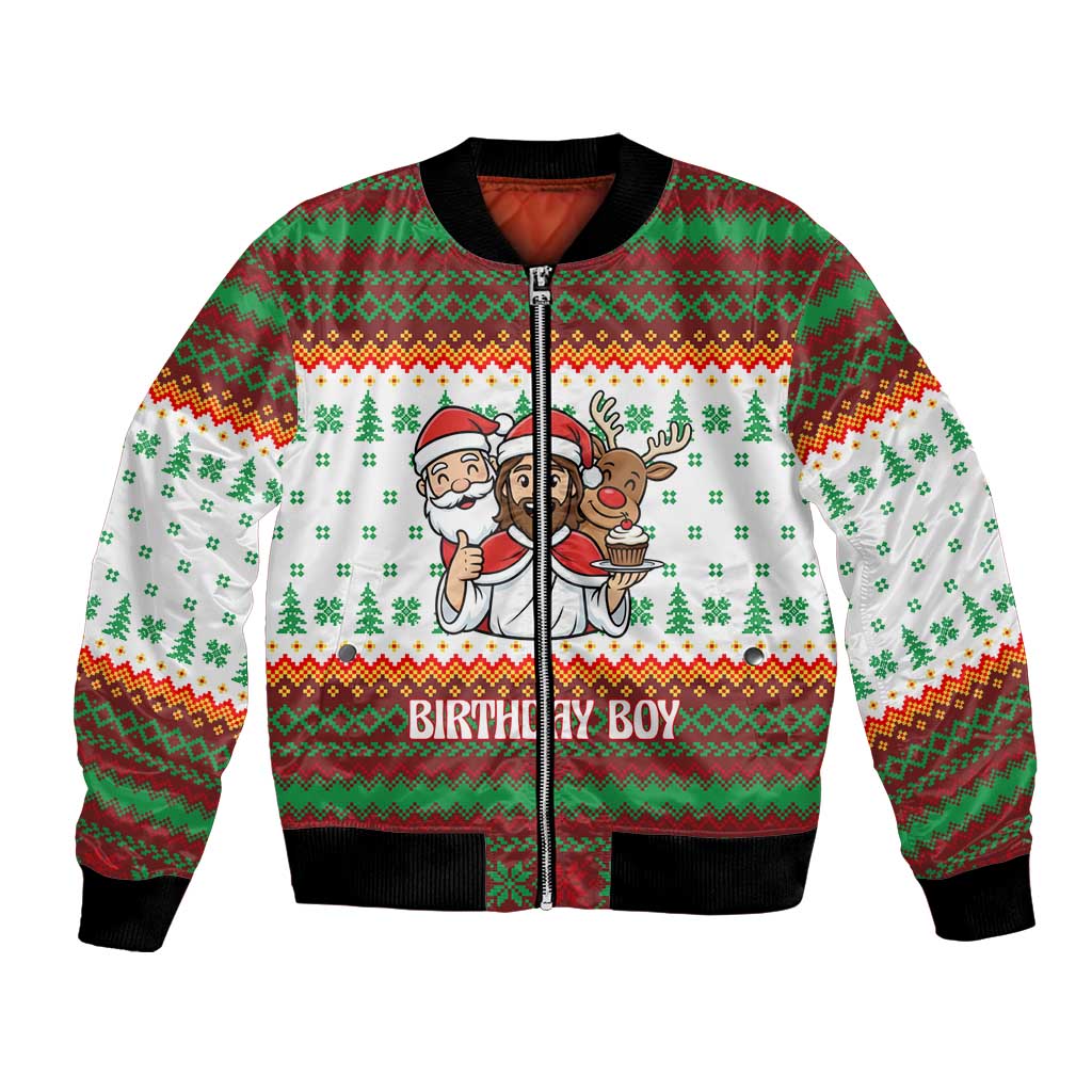 Christmas Jesus Birthday Boy Bomber Jacket Xmas Holiday Patterns - Wonder Print Shop