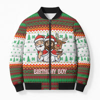 Christmas Jesus Birthday Boy Bomber Puffer Jacket Xmas Holiday Patterns - Wonder Print Shop