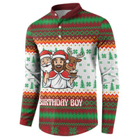Christmas Jesus Birthday Boy Button Sweatshirt Xmas Holiday Patterns - Wonder Print Shop