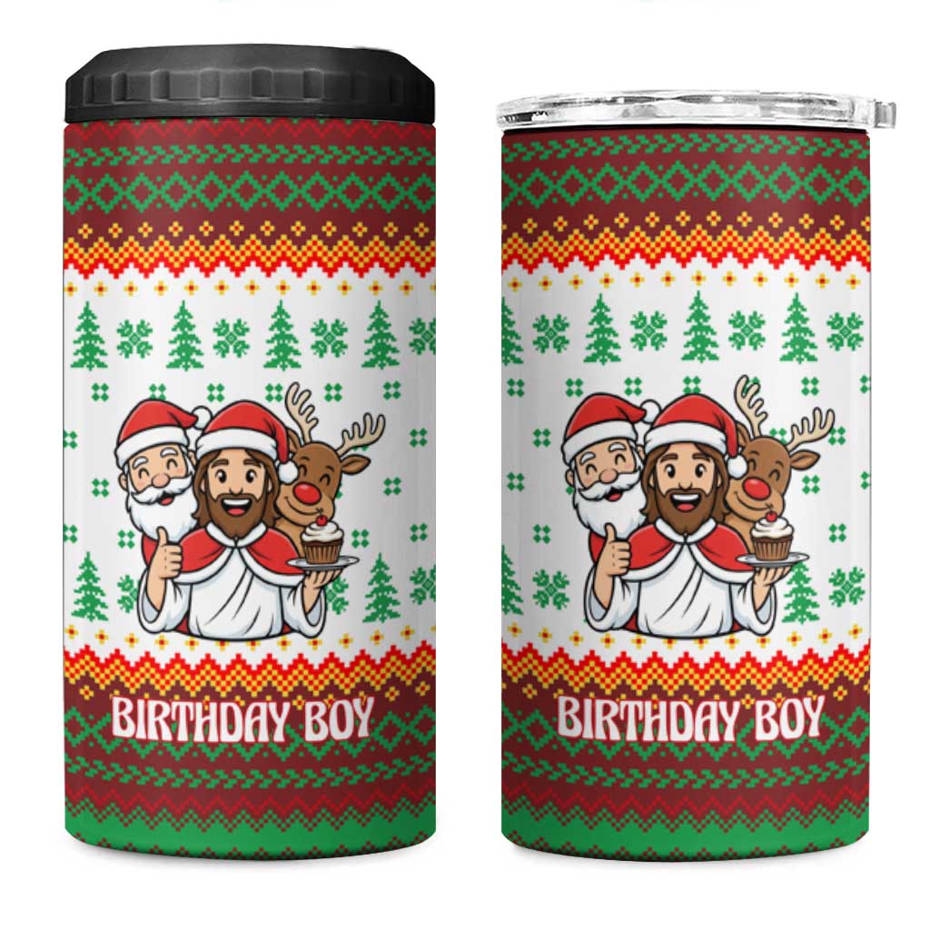 Christmas Jesus Birthday Boy 4 in 1 Can Cooler Tumbler Xmas Holiday Patterns - Wonder Print Shop
