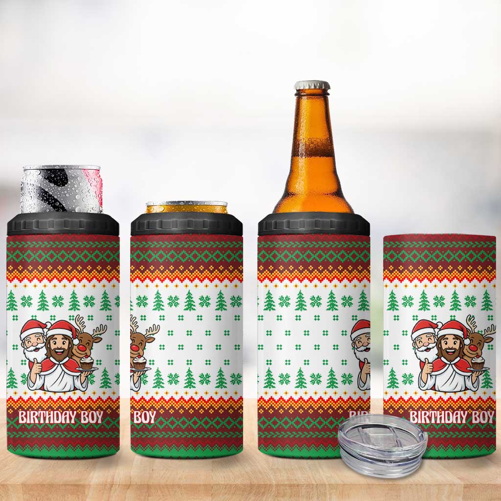 Christmas Jesus Birthday Boy 4 in 1 Can Cooler Tumbler Xmas Holiday Patterns - Wonder Print Shop