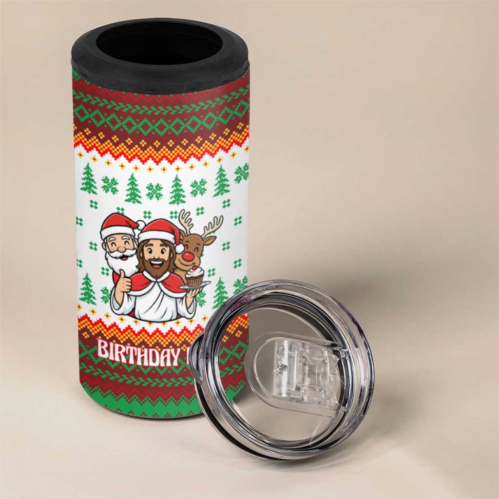 Christmas Jesus Birthday Boy 4 in 1 Can Cooler Tumbler Xmas Holiday Patterns - Wonder Print Shop
