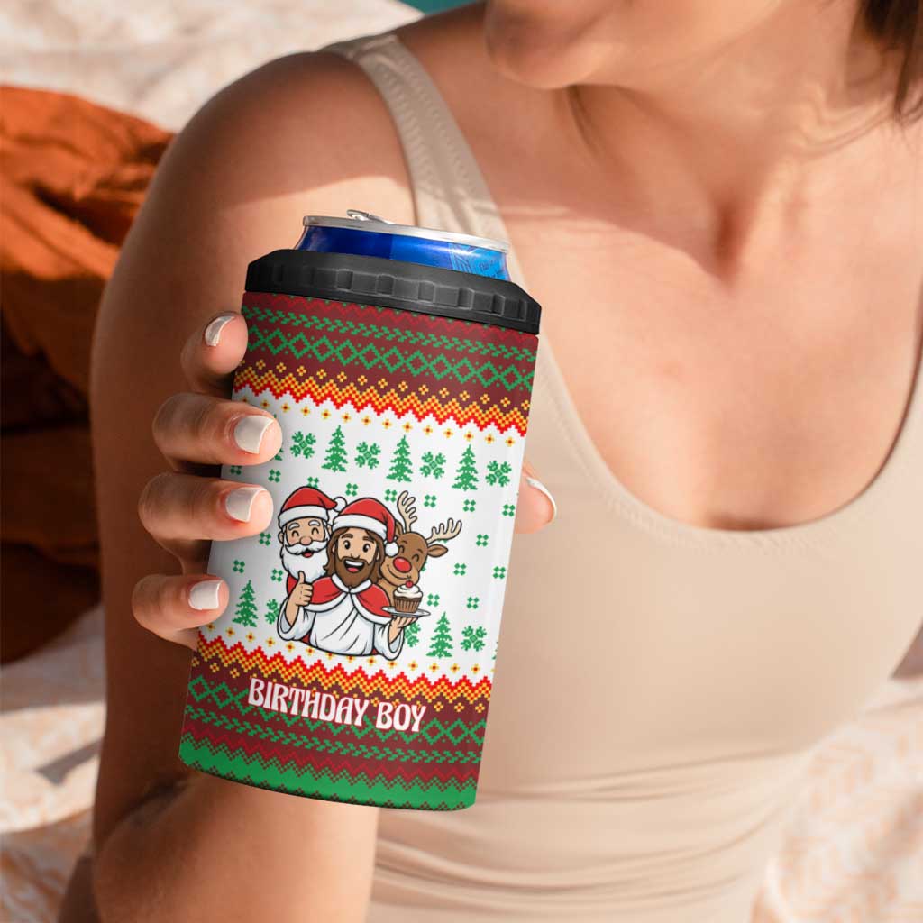 Christmas Jesus Birthday Boy 4 in 1 Can Cooler Tumbler Xmas Holiday Patterns - Wonder Print Shop