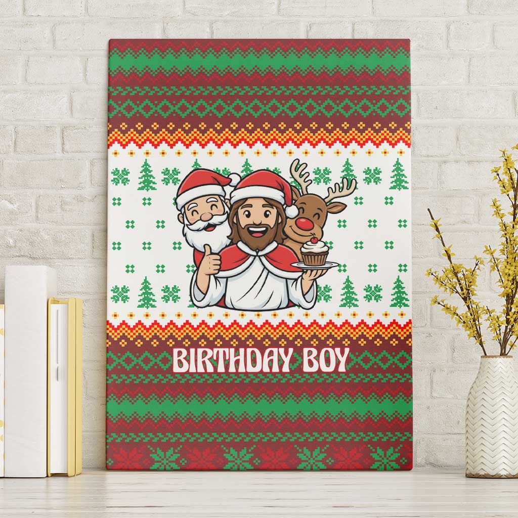 Christmas Jesus Birthday Boy Canvas Wall Art Xmas Holiday Patterns - Wonder Print Shop