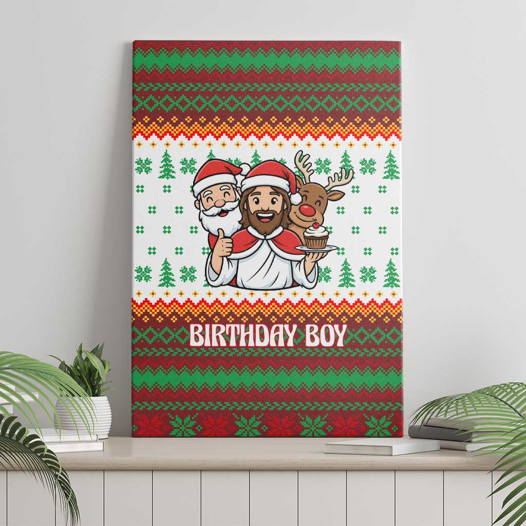 Christmas Jesus Birthday Boy Canvas Wall Art Xmas Holiday Patterns - Wonder Print Shop