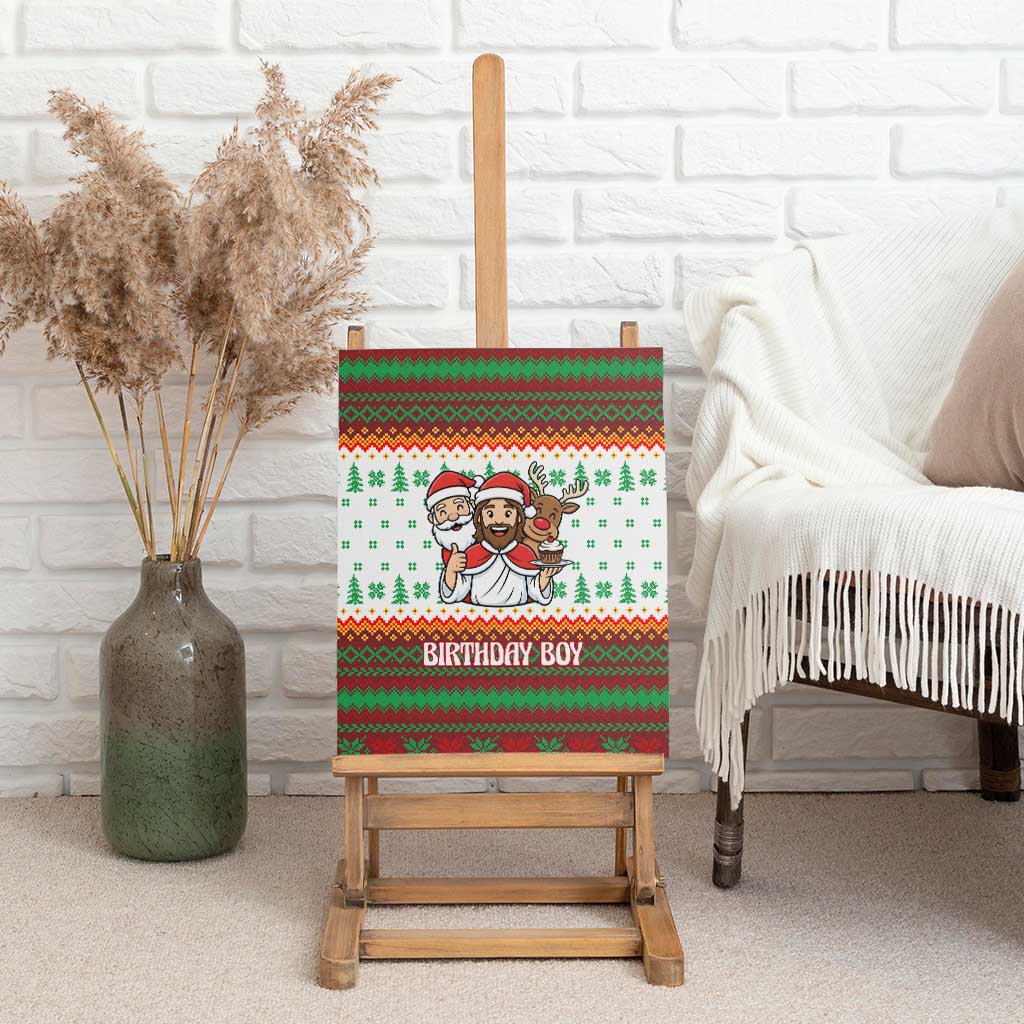 Christmas Jesus Birthday Boy Canvas Wall Art Xmas Holiday Patterns - Wonder Print Shop