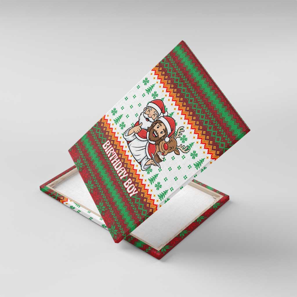 Christmas Jesus Birthday Boy Canvas Wall Art Xmas Holiday Patterns - Wonder Print Shop