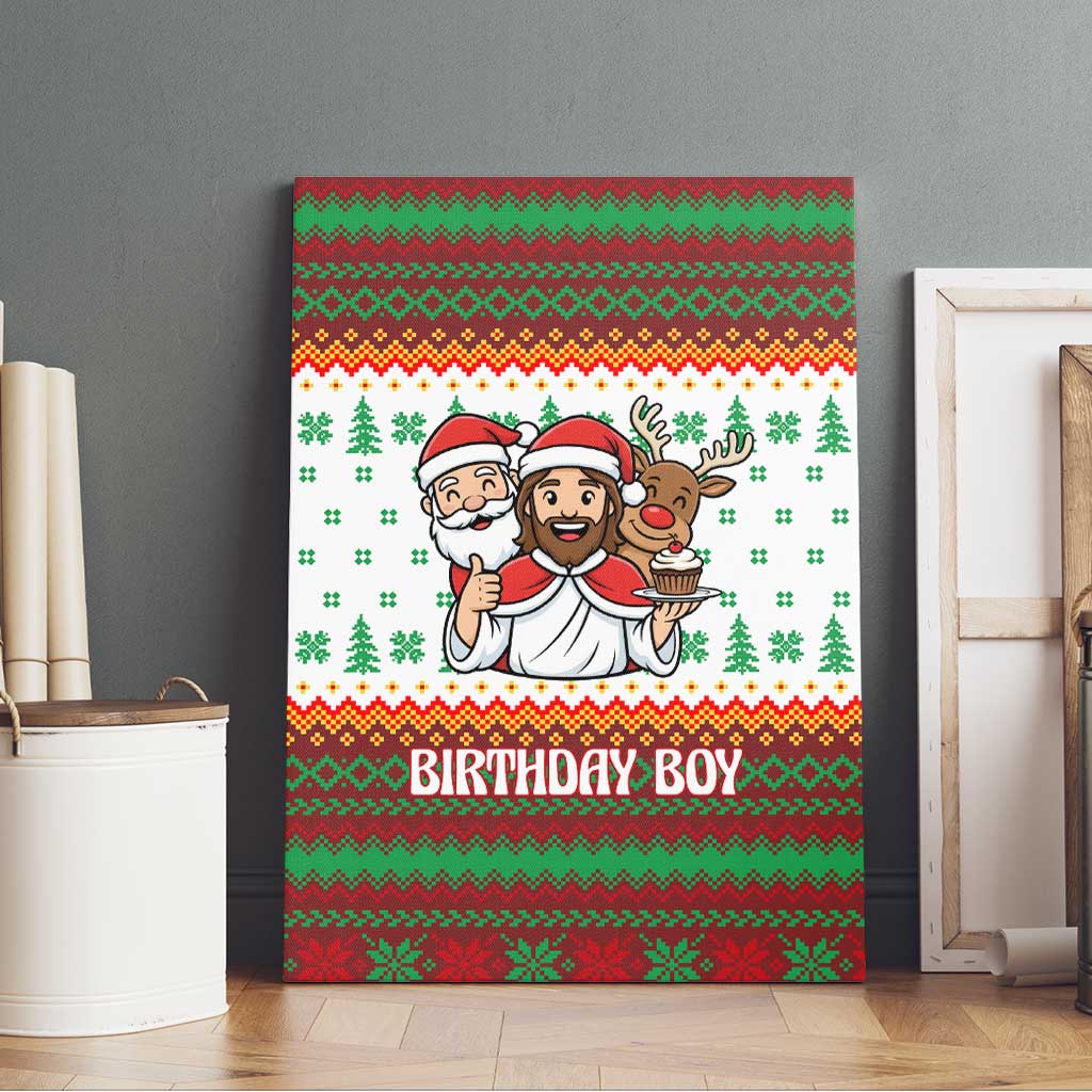 Christmas Jesus Birthday Boy Canvas Wall Art Xmas Holiday Patterns - Wonder Print Shop