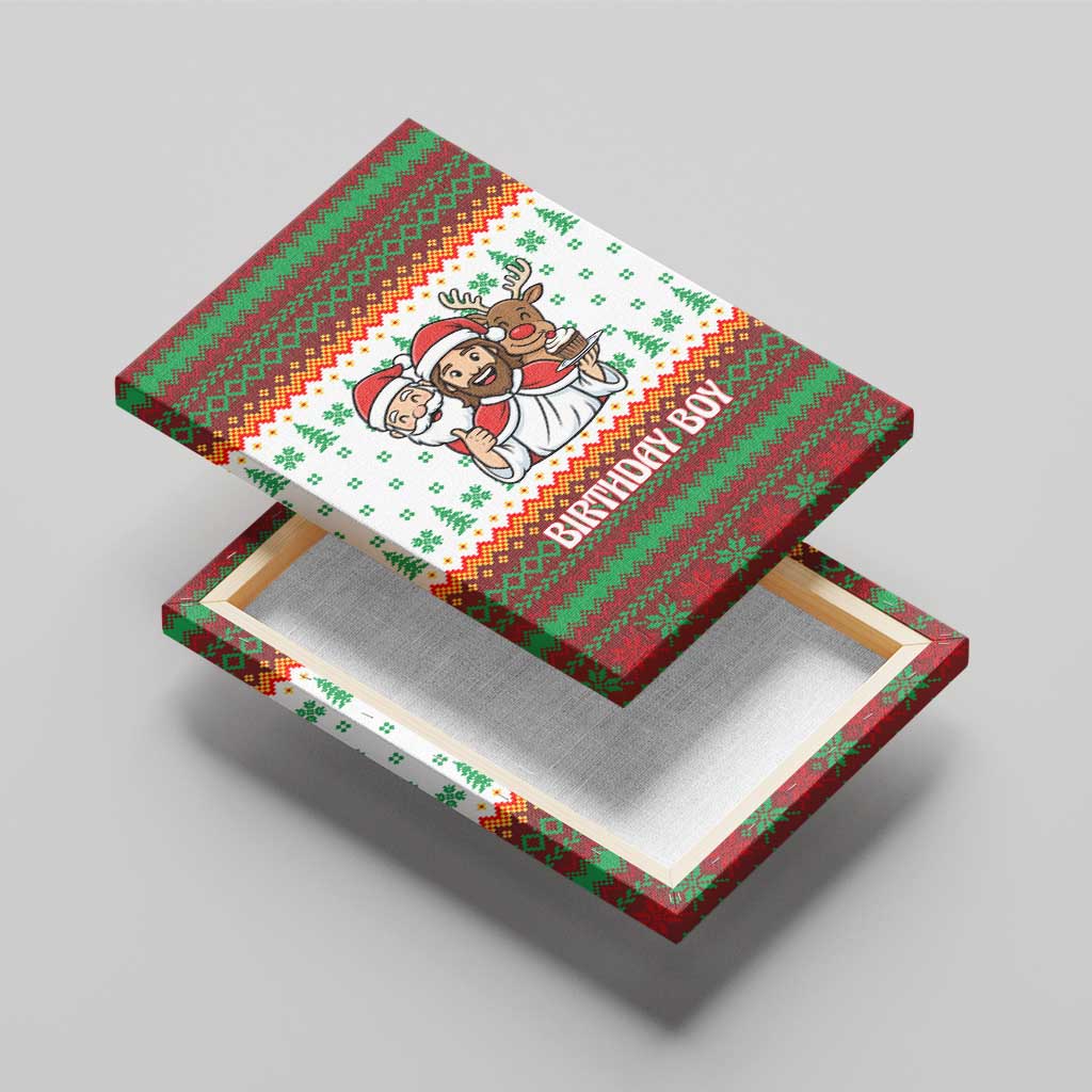 Christmas Jesus Birthday Boy Canvas Wall Art Xmas Holiday Patterns - Wonder Print Shop