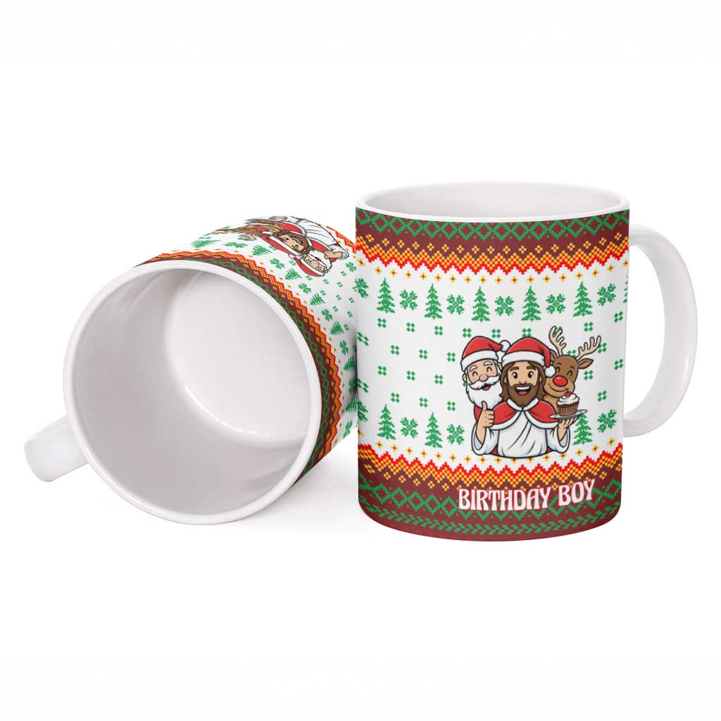 Christmas Jesus Birthday Boy Ceramic Mug Xmas Holiday Patterns - Wonder Print Shop