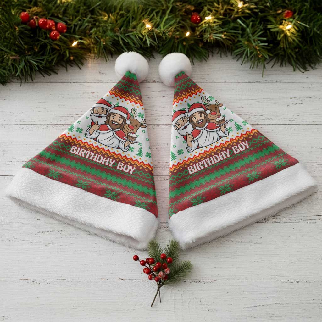Christmas Jesus Birthday Boy Christmas Santa Hat Xmas Holiday Patterns - Wonder Print Shop
