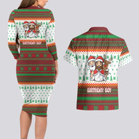 Christmas Jesus Birthday Boy Couples Matching Long Sleeve Bodycon Dress and Hawaiian Shirt Xmas Holiday Patterns - Wonder Print Shop
