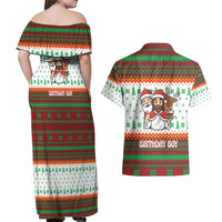 Christmas Jesus Birthday Boy Couples Matching Off Shoulder Maxi Dress and Hawaiian Shirt Xmas Holiday Patterns - Wonder Print Shop
