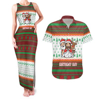 Christmas Jesus Birthday Boy Couples Matching Tank Maxi Dress and Hawaiian Shirt Xmas Holiday Patterns - Wonder Print Shop