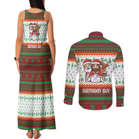 Christmas Jesus Birthday Boy Couples Matching Tank Maxi Dress and Long Sleeve Button Shirt Xmas Holiday Patterns - Wonder Print Shop