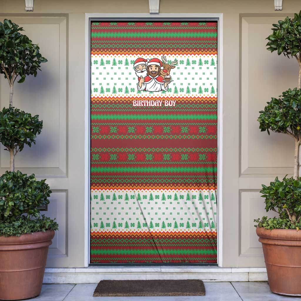 Christmas Jesus Birthday Boy Door Cover Xmas Holiday Patterns - Wonder Print Shop
